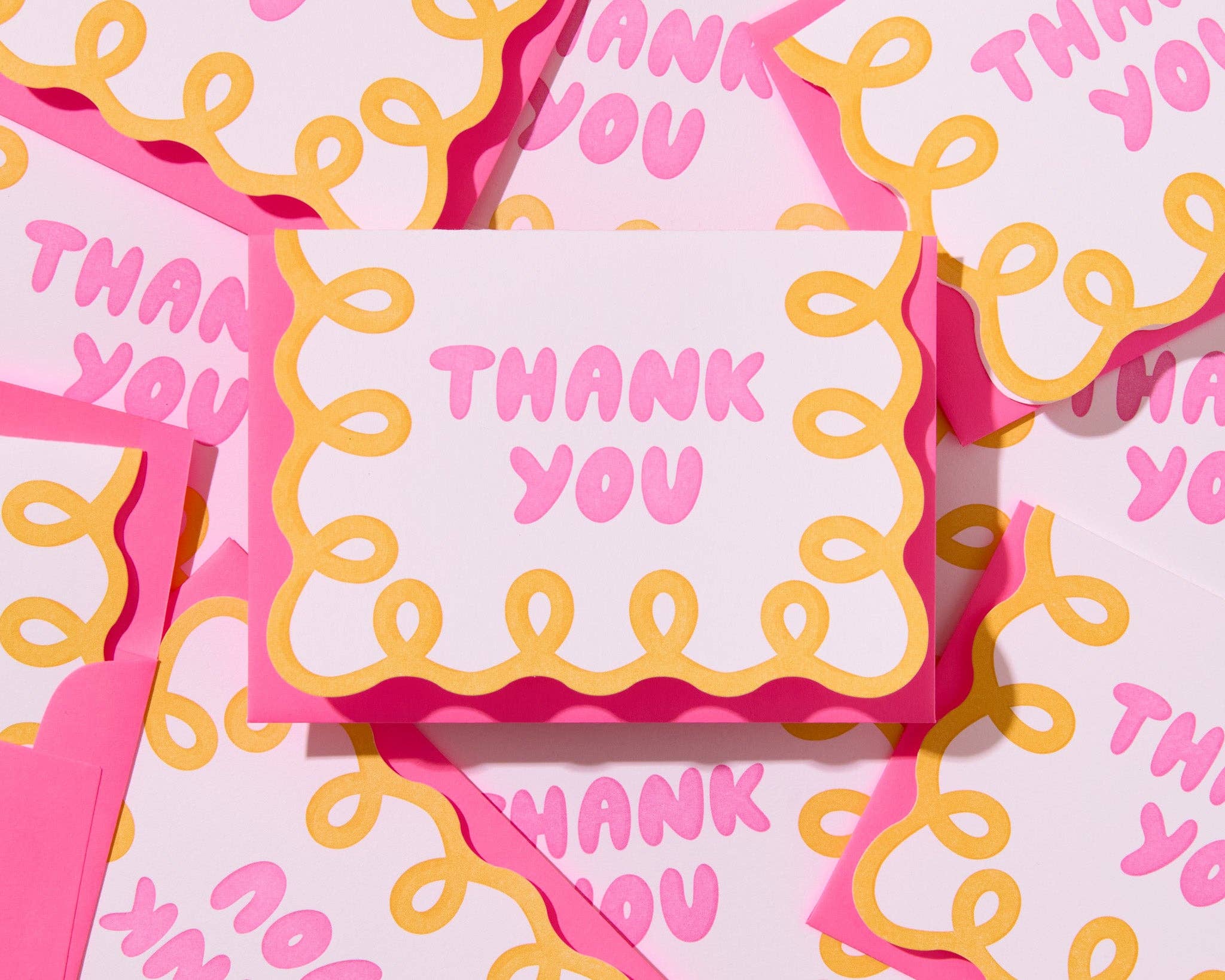 Letterpress Scallop Thank You Notecard Box Set —Coquette Pink-zoom-1