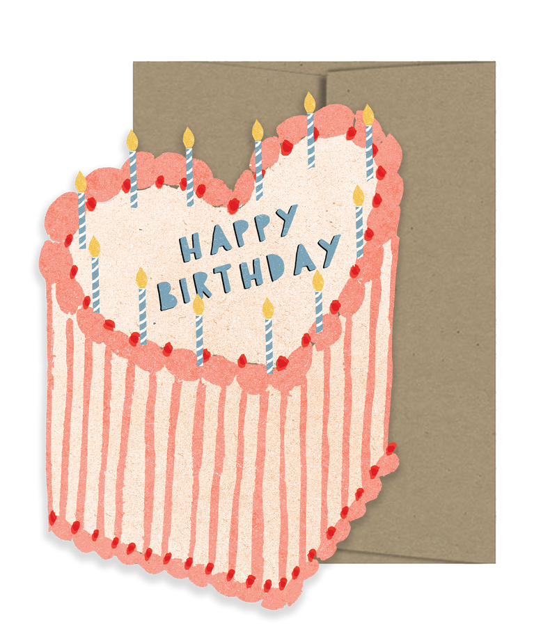 Heart Cake Birthday Collection - Die Cut Card-zoom-