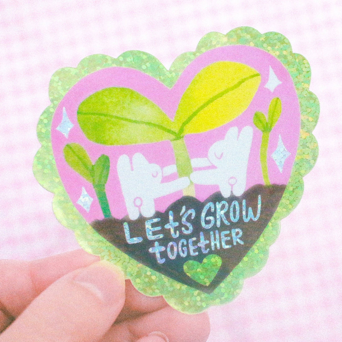 'Let's Grow Together' Glitter Vinyl Sticker-zoom-2
