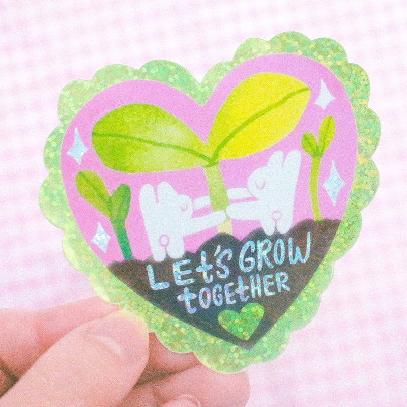 'Let's Grow Together' Glitter Vinyl Sticker-zoom-