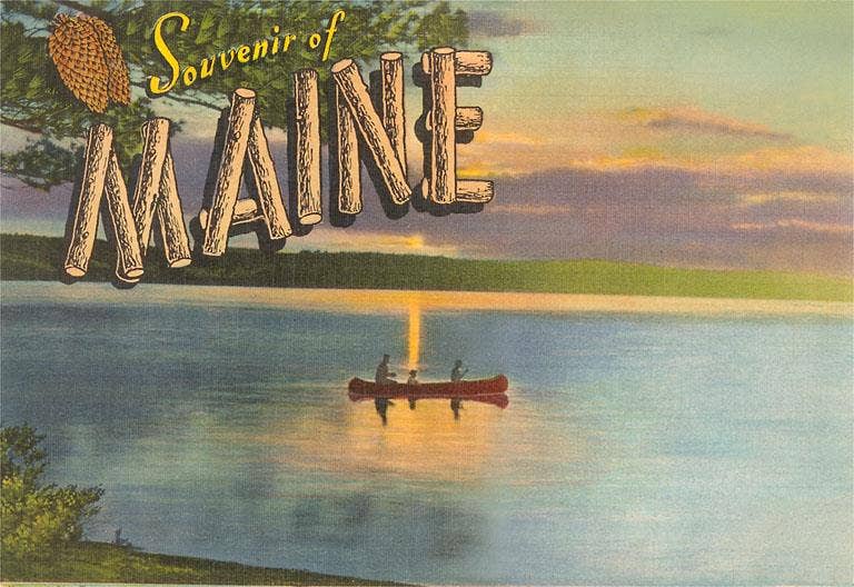 Souvenir of Maine Canoe Postcard-zoom-