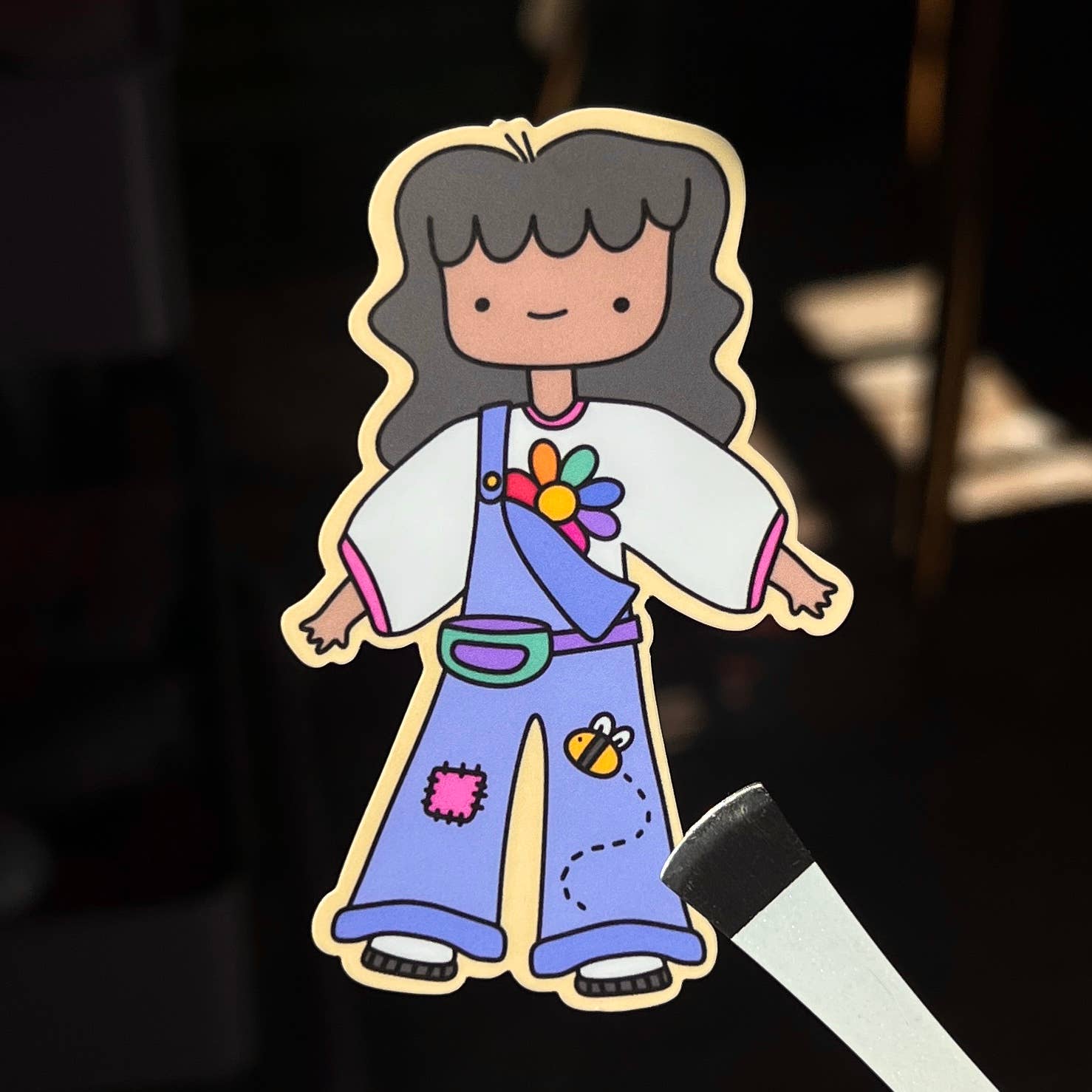Overalls Girl Sticker-zoom-1