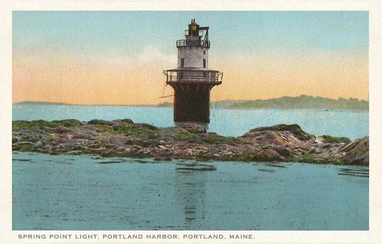 Spring Point Lighthouse, Portland Maine Postcard-zoom-1