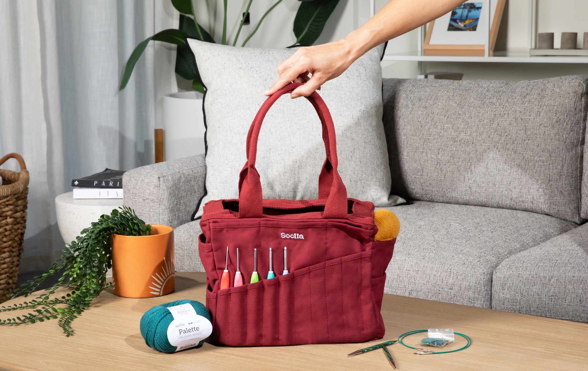 Soolla Studio Artist Bag, Sangria, Knitting Crochet Yarn Bag-zoom-2
