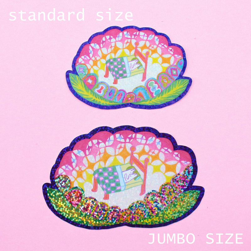'Flower Bed' Glitter Vinyl Sticker-zoom-