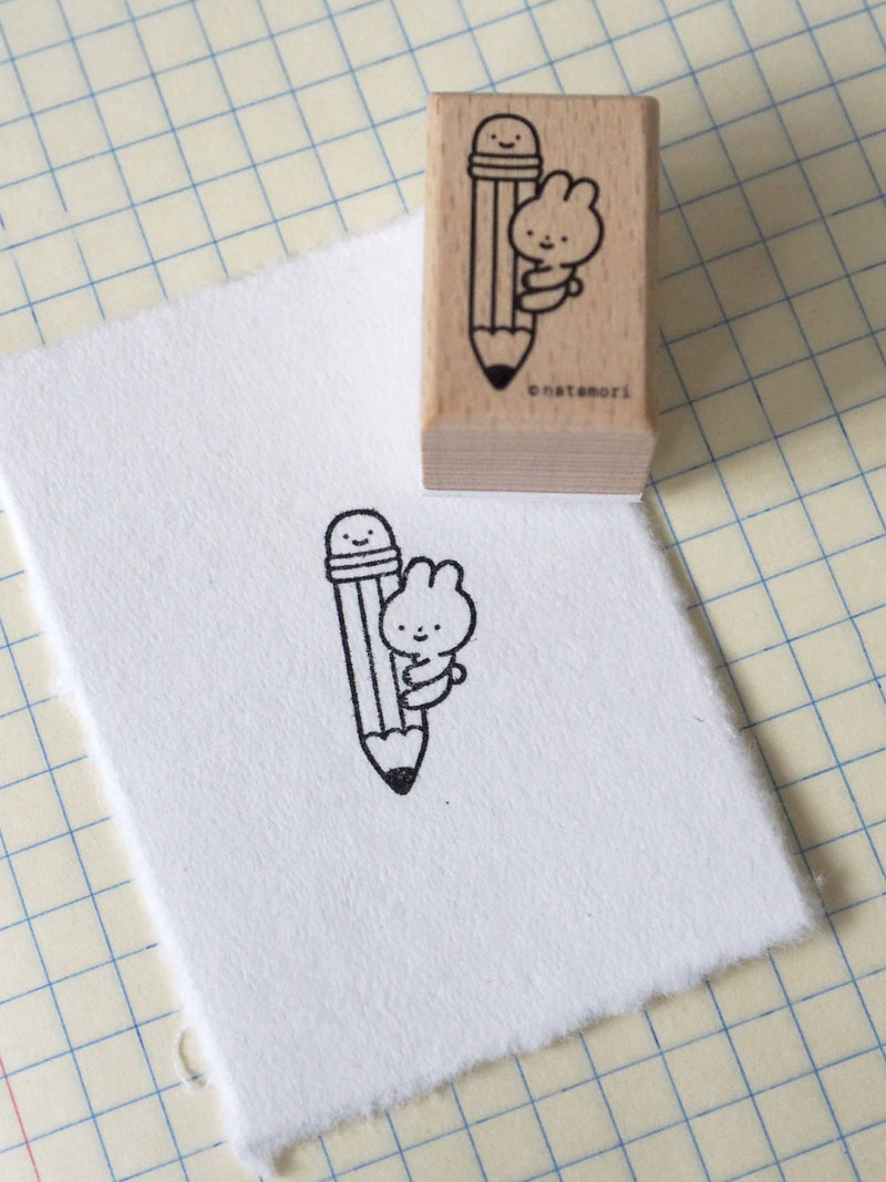 Bunny Pencil Rubber Stamp-zoom-