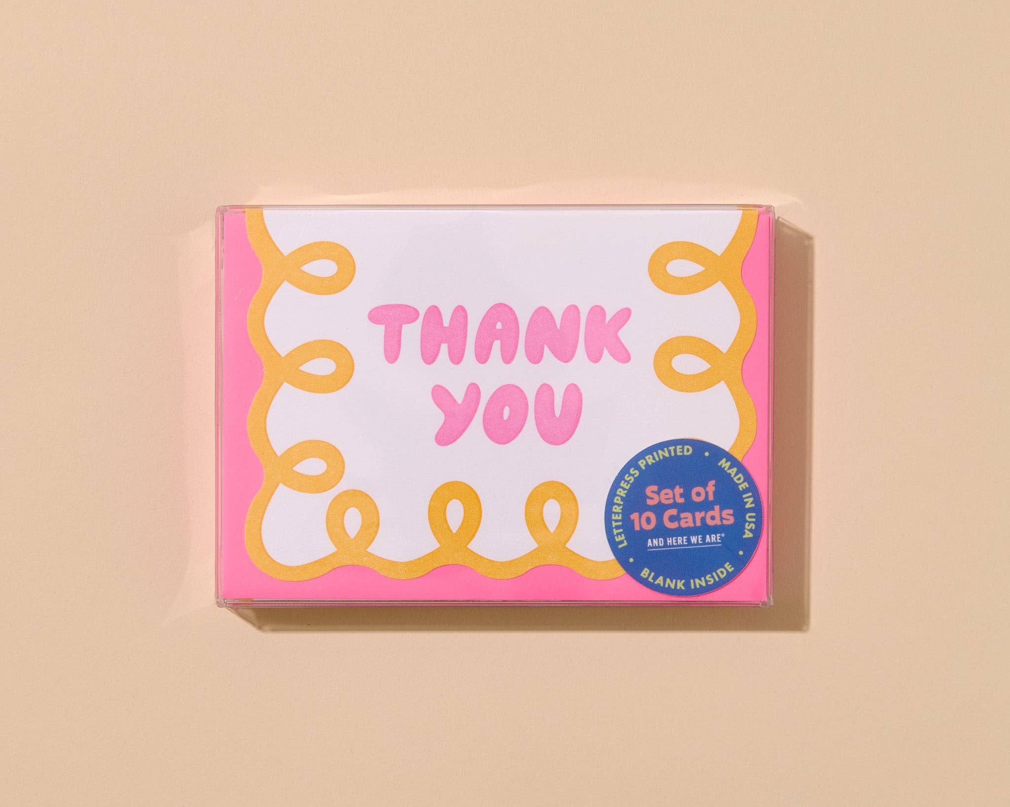 Letterpress Scallop Thank You Notecard Box Set — Coquette Pink