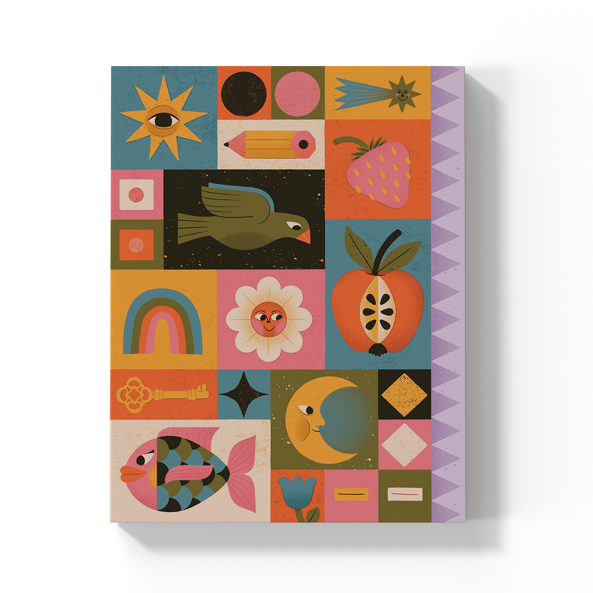 Happy Blocks Medium Layflat Notebook Mixed Media