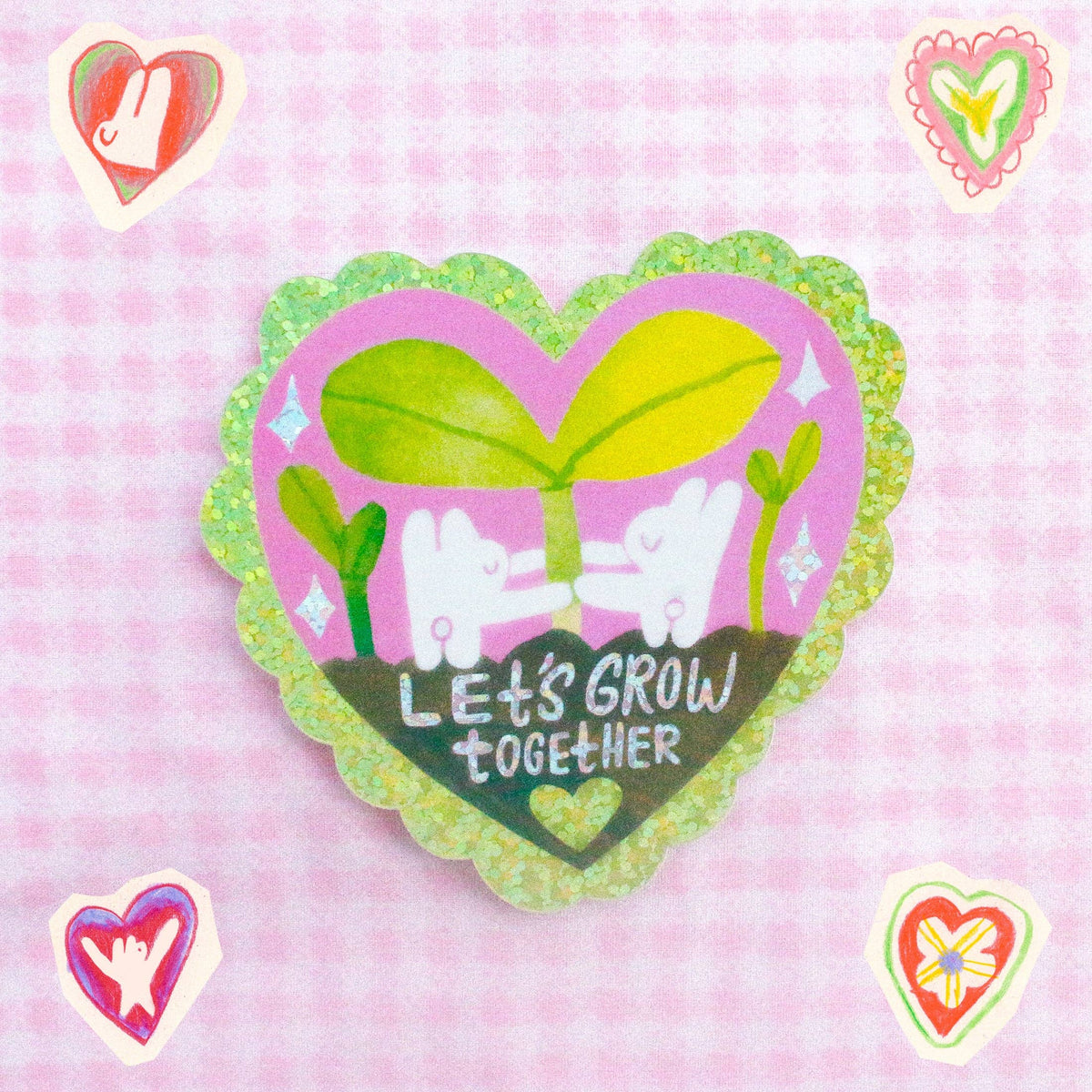 'Let's Grow Together' Glitter Vinyl Sticker-zoom-1
