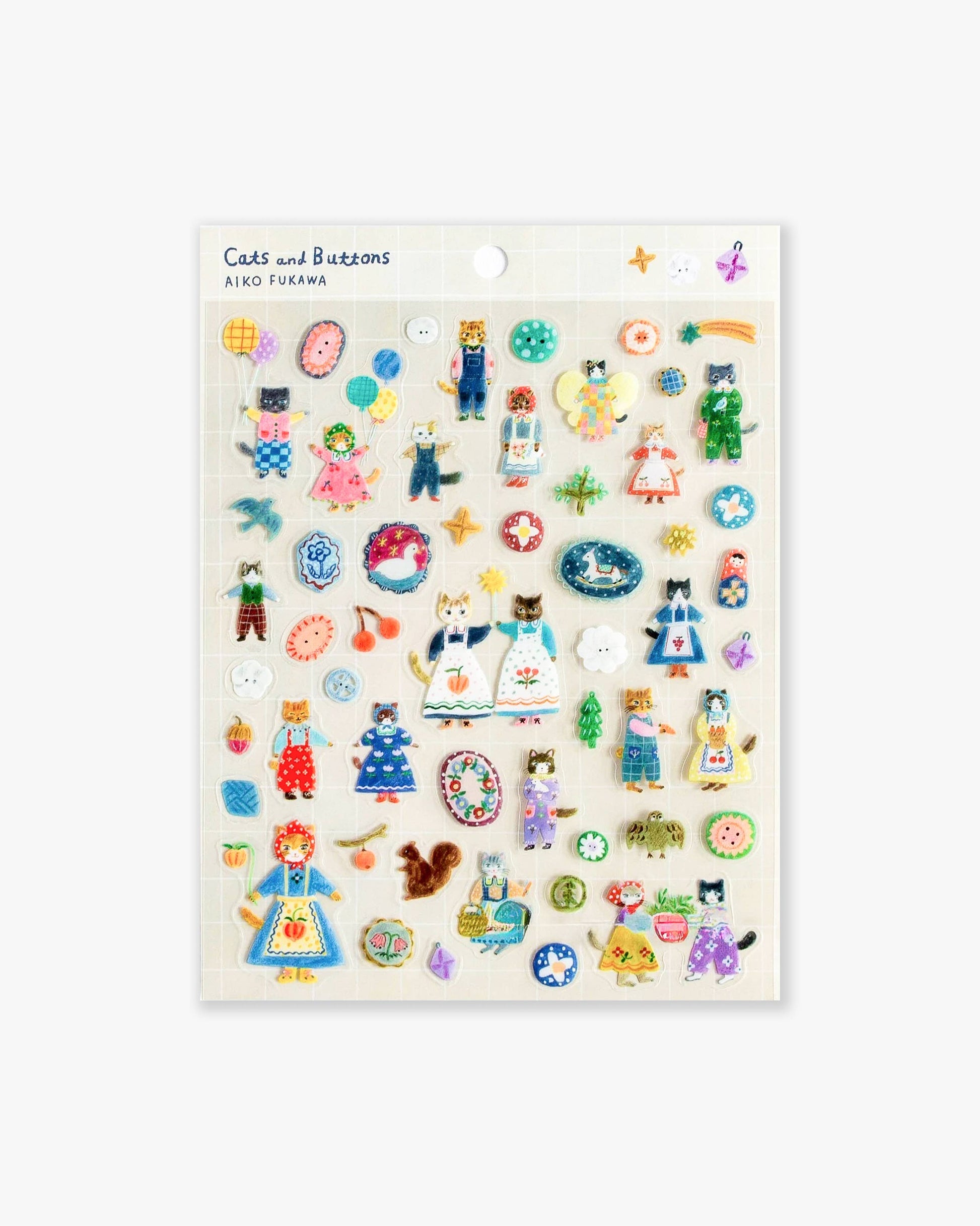 Clear Sticker Sheet - Cats and Buttons-2