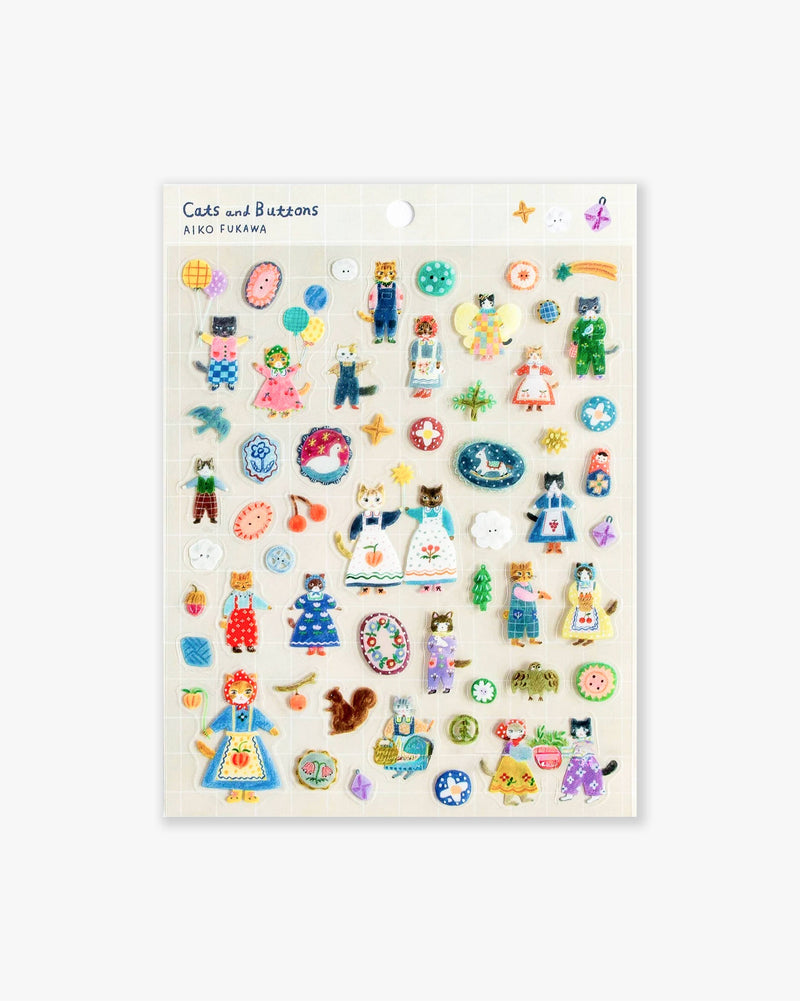 Clear Sticker Sheet - Cats and Buttons-zoom-