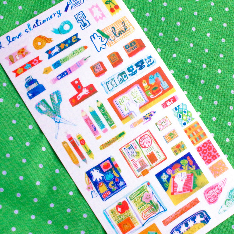 'I Love Stationery' Washi Sticker Sheet-zoom-
