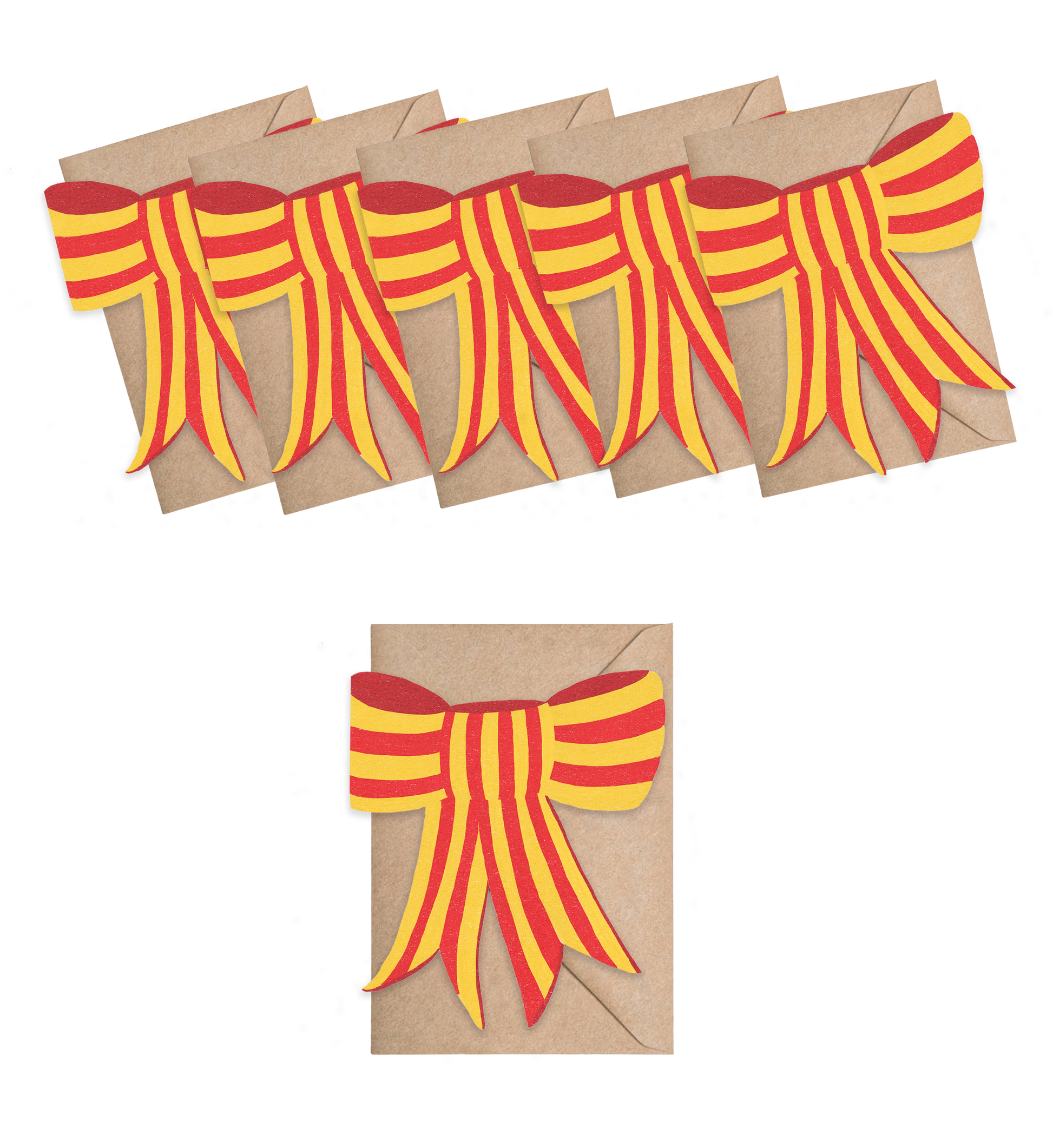 Stripy Bow Mini Cards - box of 6-2