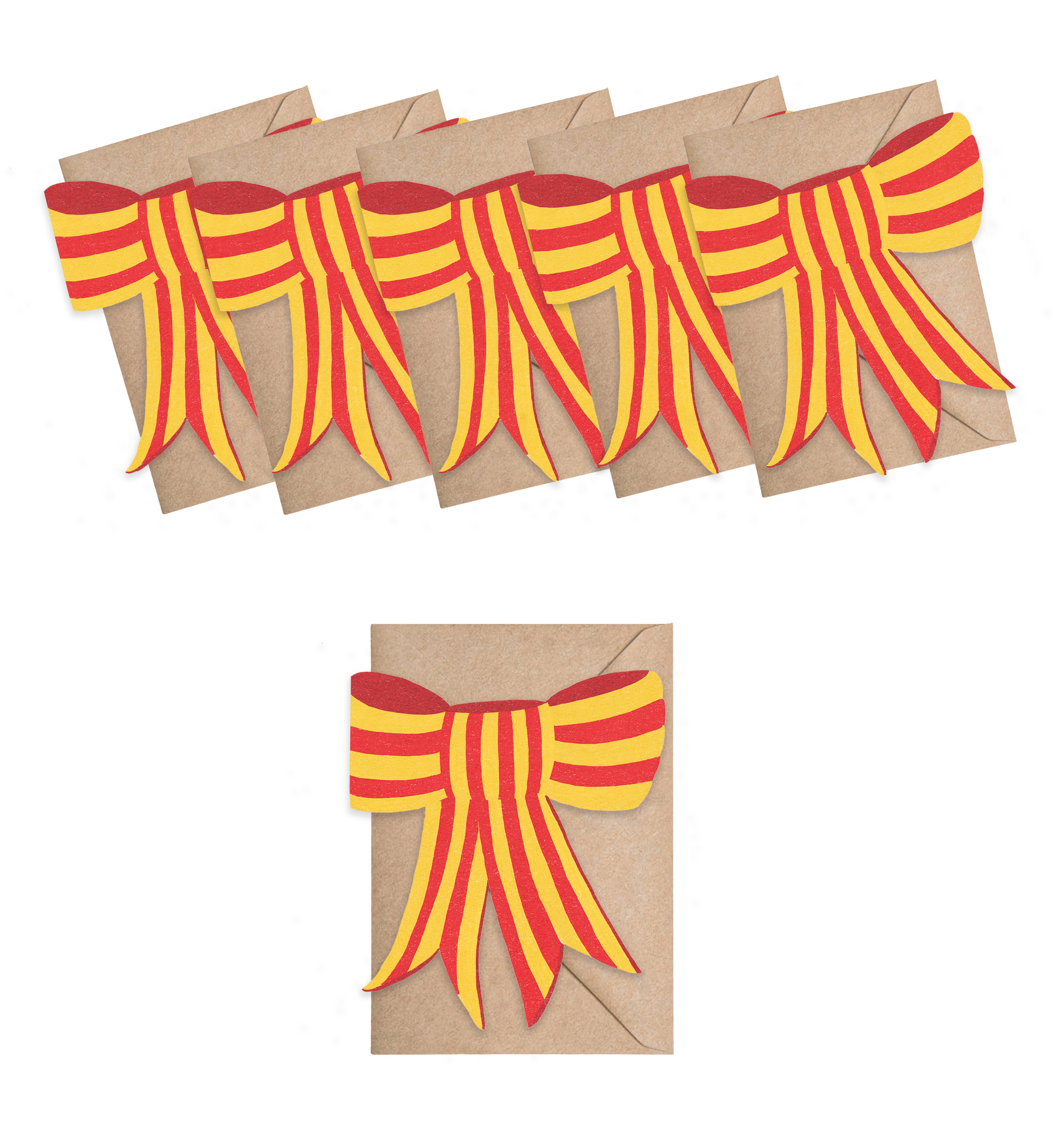 Stripy Bow Mini Cards - box of 6-zoom-2