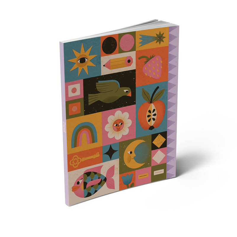 Happy Blocks Medium Layflat Notebook Mixed Media-zoom-