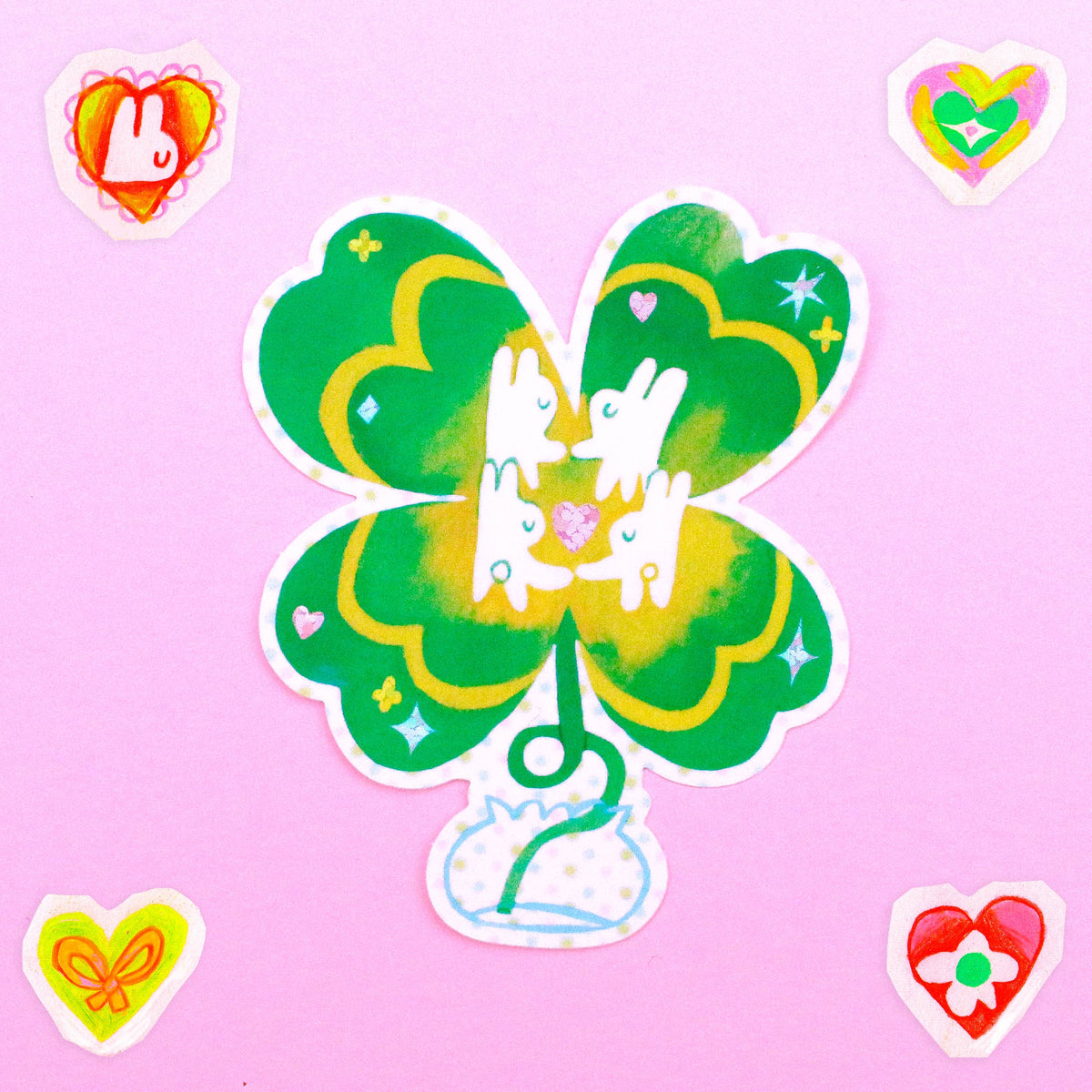 'Heart Clover' Glitter Vinyl Sticker-1