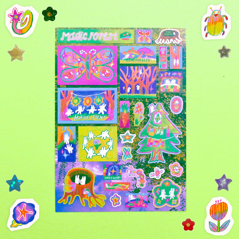 'Magic Forest' A6 Glitter Sticker Sheet-zoom-