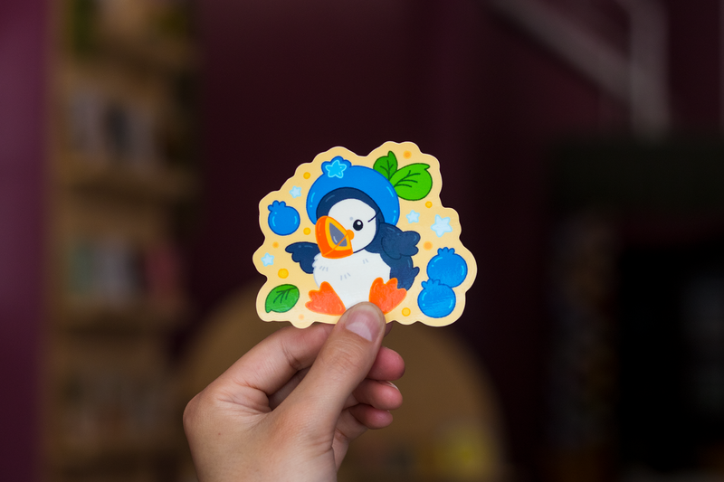 Blueberry Puffin Sticker-zoom-