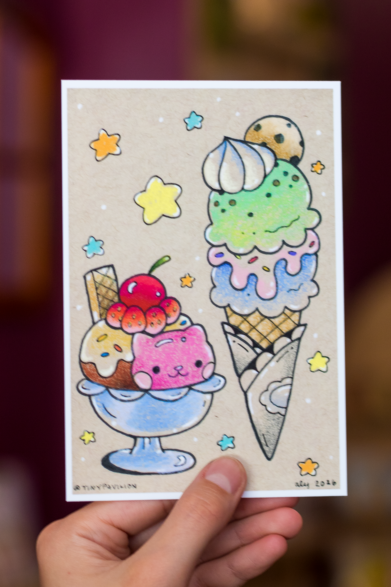 Kitty Ice Cream Postcard/Print