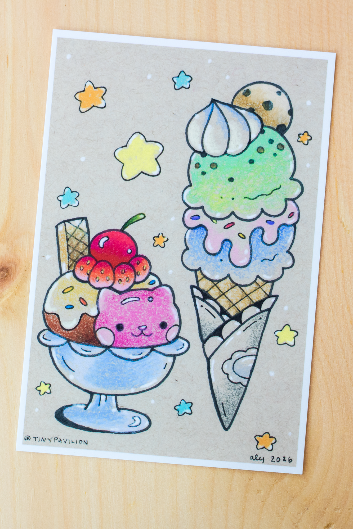 Kitty Ice Cream Postcard/Print-zoom-2
