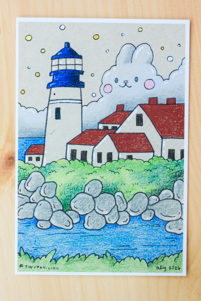 Lighthouse Bunny Cloud Postcard/Print-zoom-