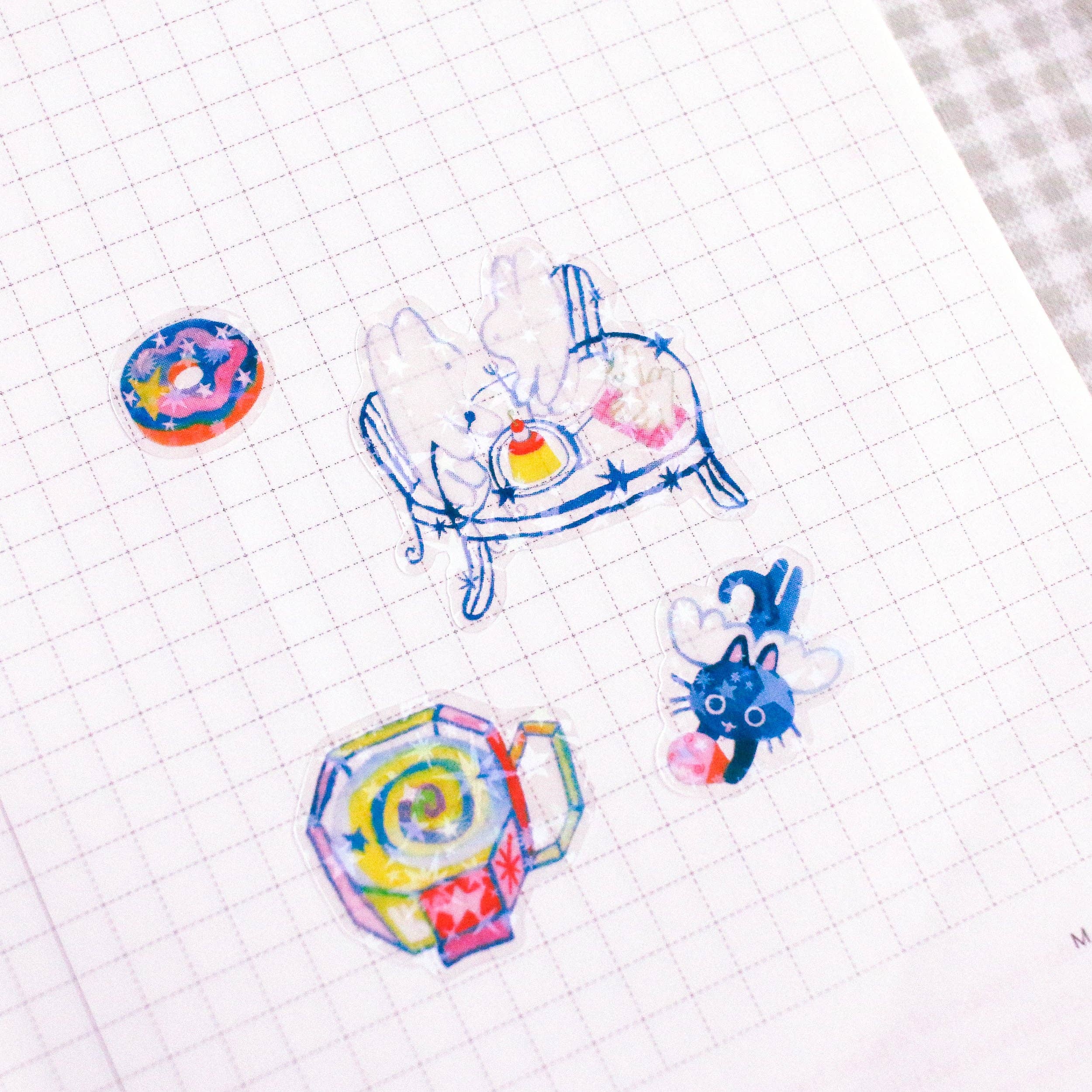 'Cosmic Cafe' Star Holo Transparent A6 Sticker Sheet