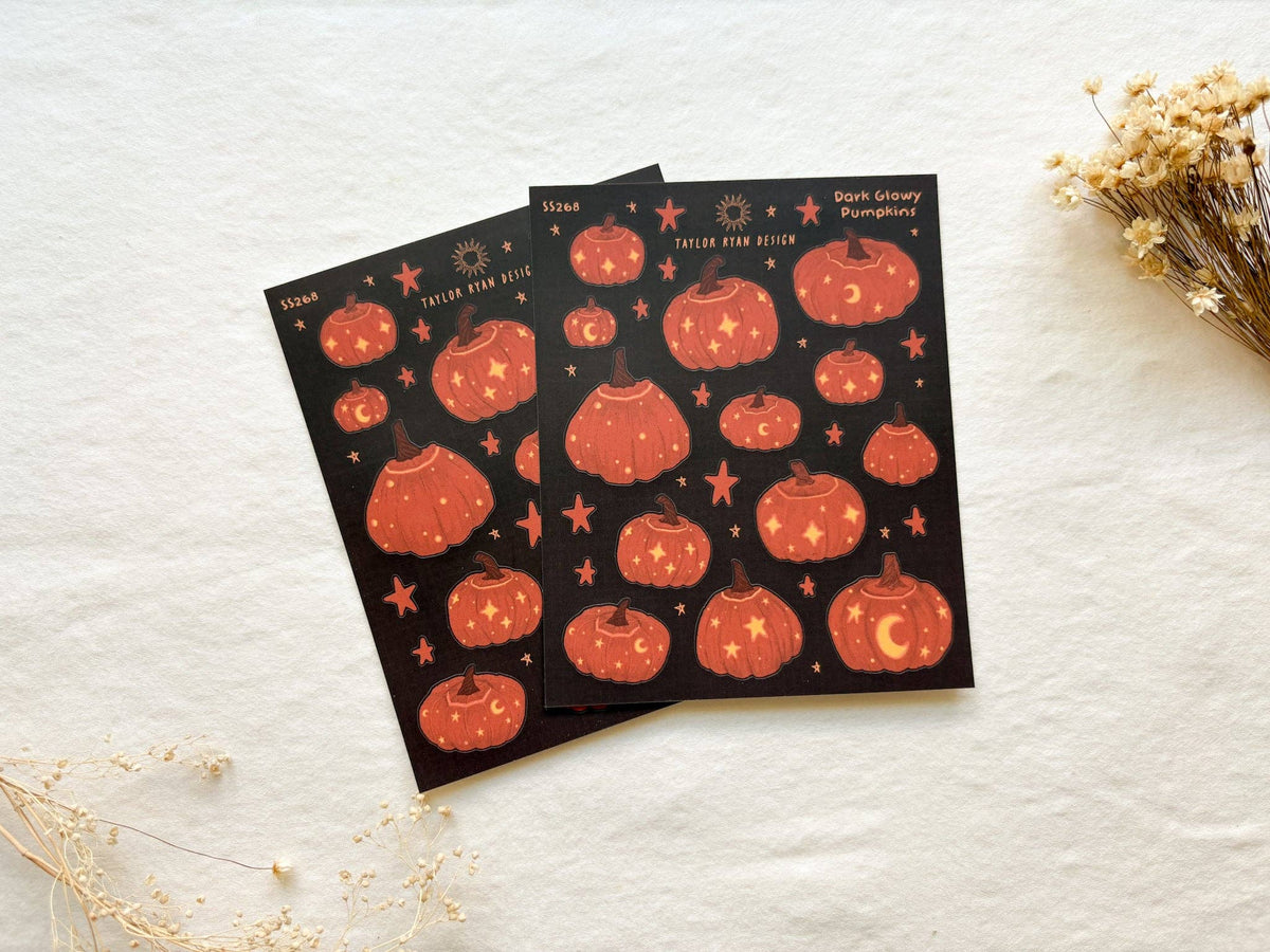Dark Glowy Pumpkins Sticker Sheet-zoom-1