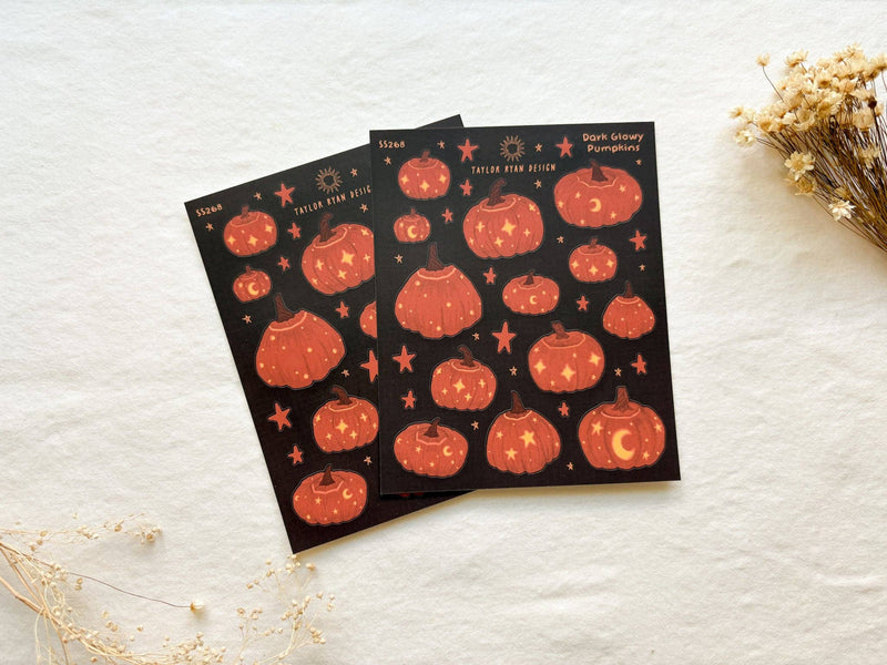 Dark Glowy Pumpkins Sticker Sheet-zoom-