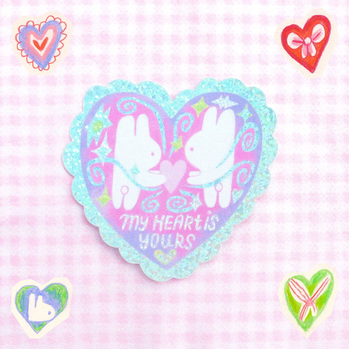 'My Heart is Yours' Glitter Vinyl Sticker-zoom-1