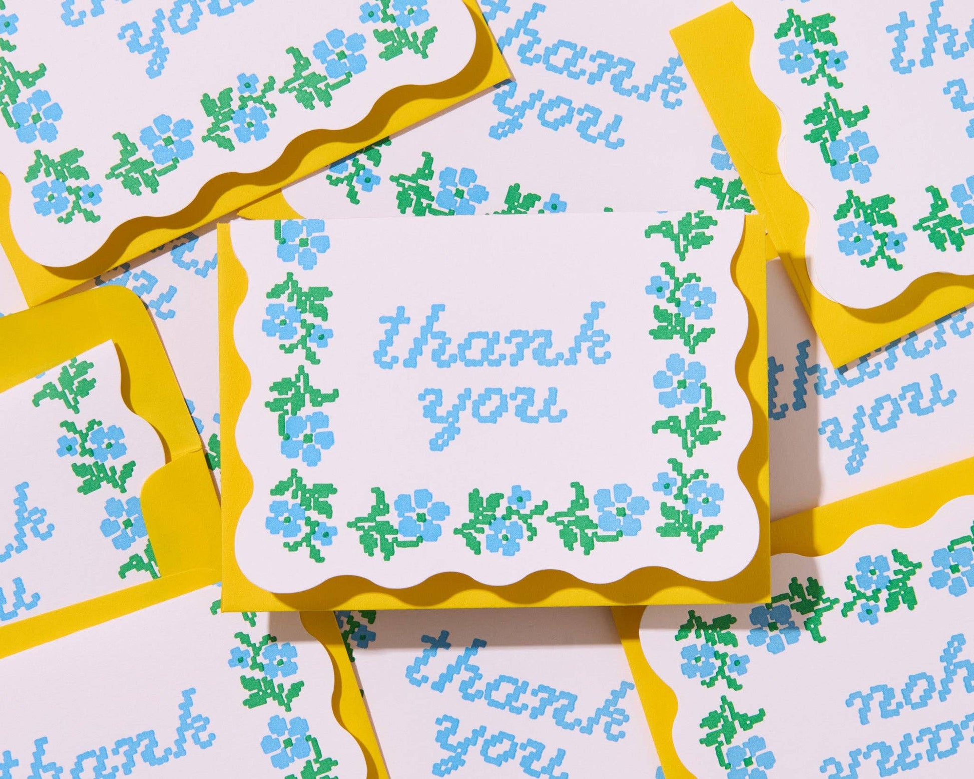 Letterpress Thank You Notecards Box Set —Floral Crossstitch-1