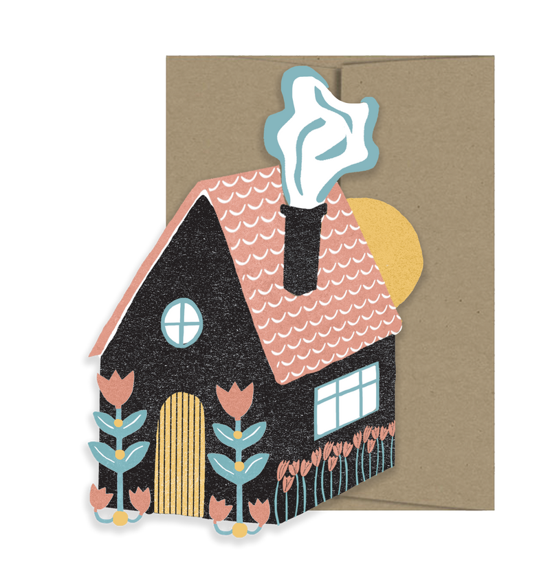Folk Home - Die Cut Card-zoom-