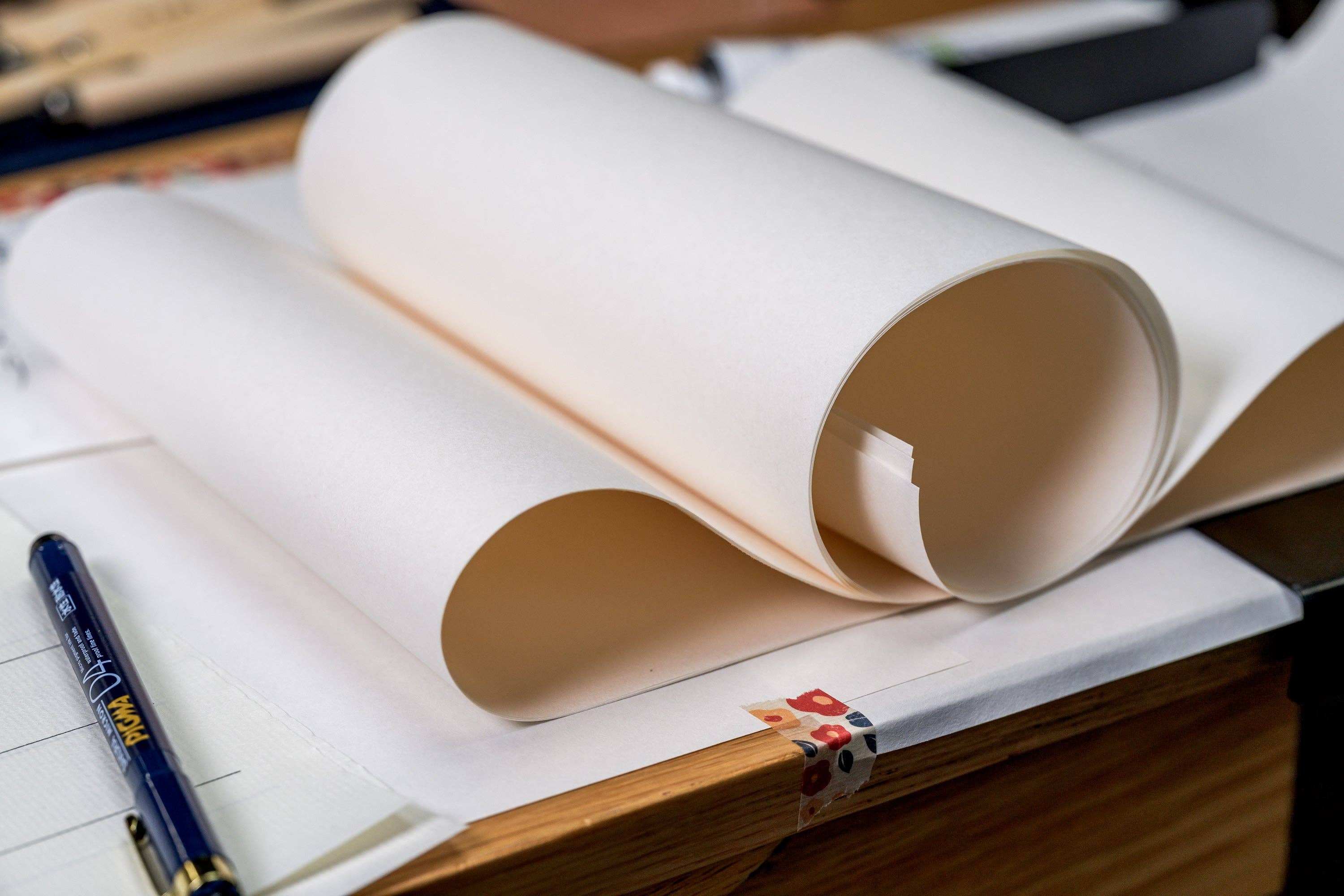 Kozo Washi Paper, Four Long Sheets with Underlay