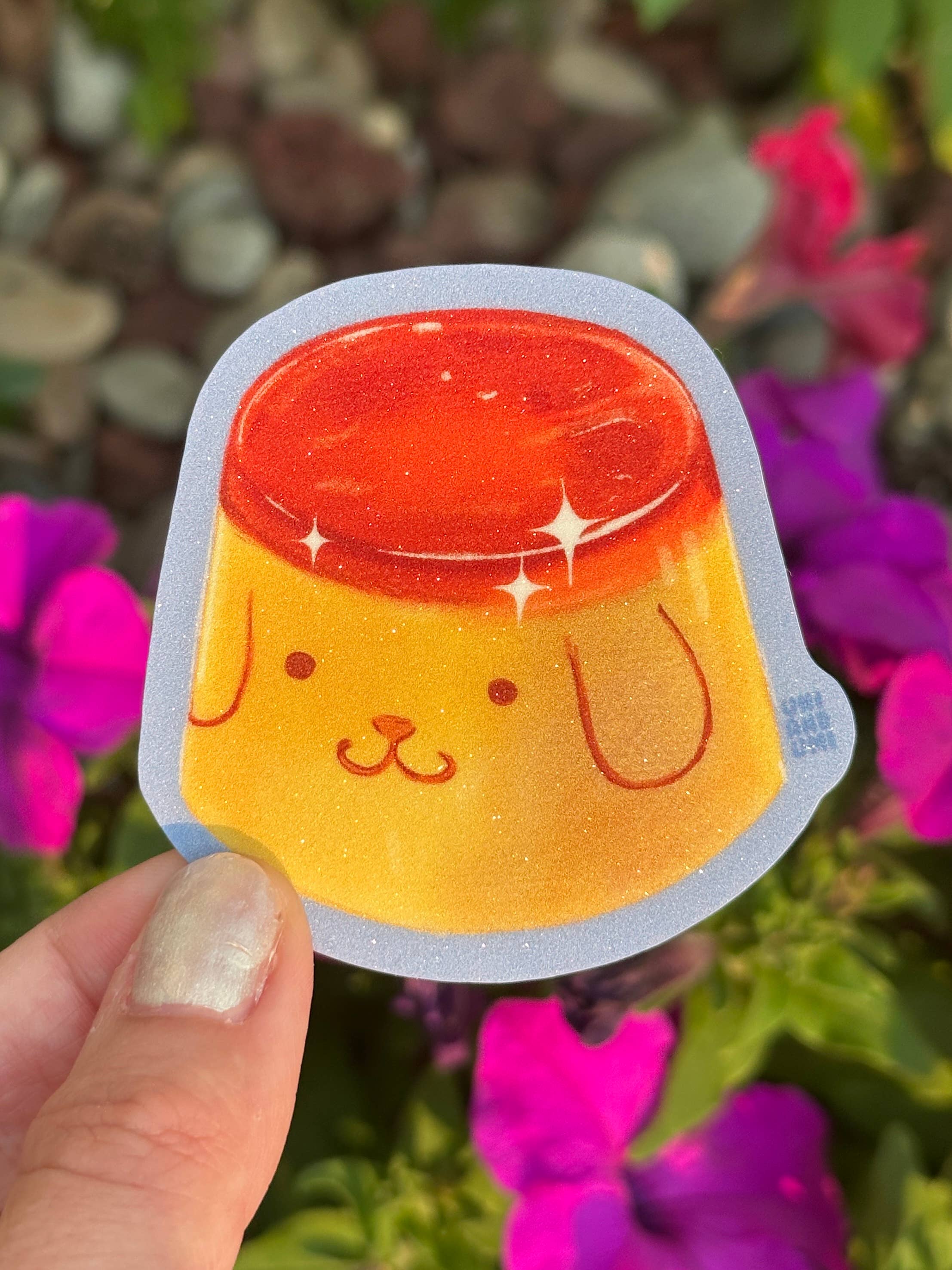 Pompom Pudding Glitter Sticker