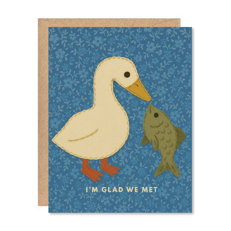 Greeting Card - "Glad We Met" Duck & Fish-zoom-
