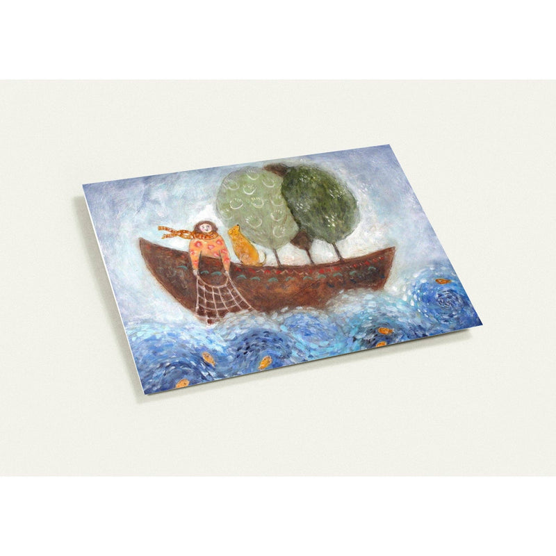 Boating With Trees Greeting Card-zoom-