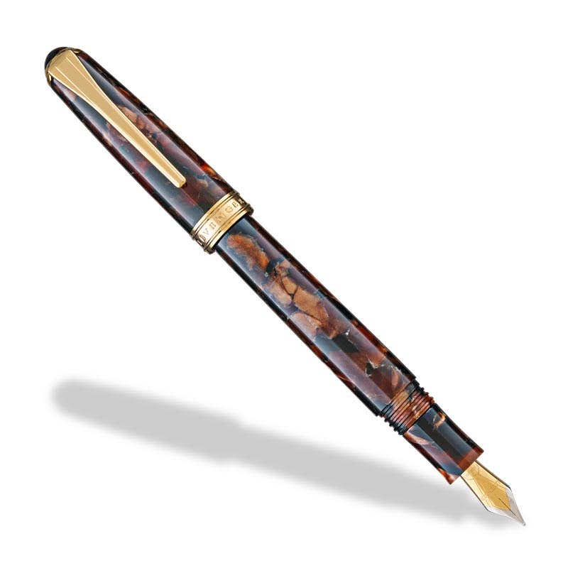 True Writer Classic Golden Dark Tortoise Fountain Pen - Fine Nib-zoom-