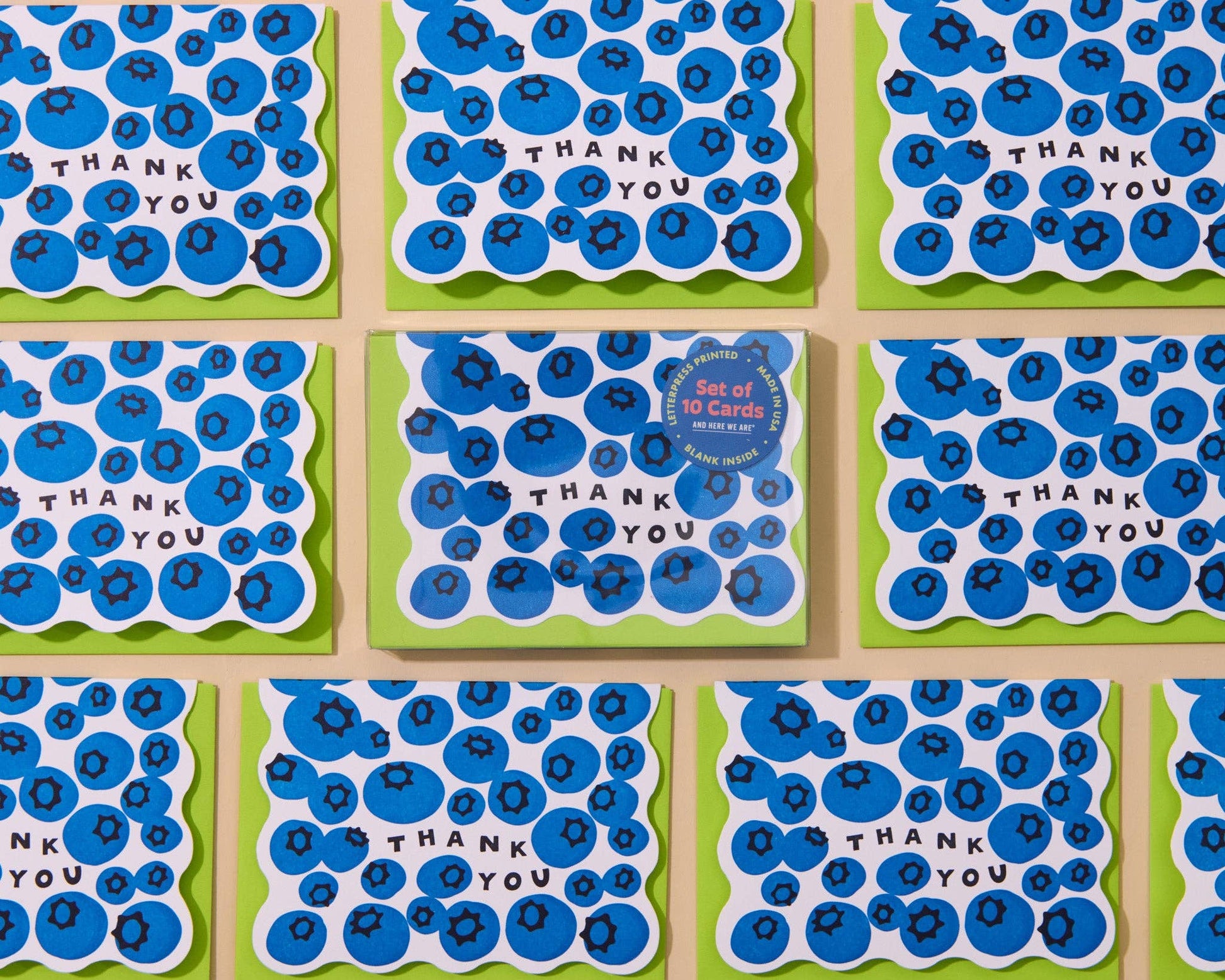 Letterpress Thank You Notecards Box Set —Blueberry-3