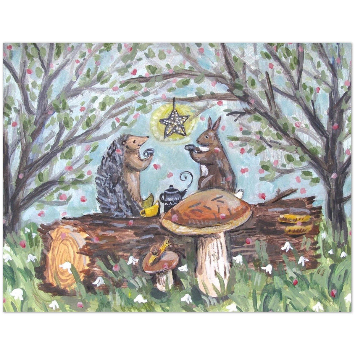 Tea On A Log Greeting Card