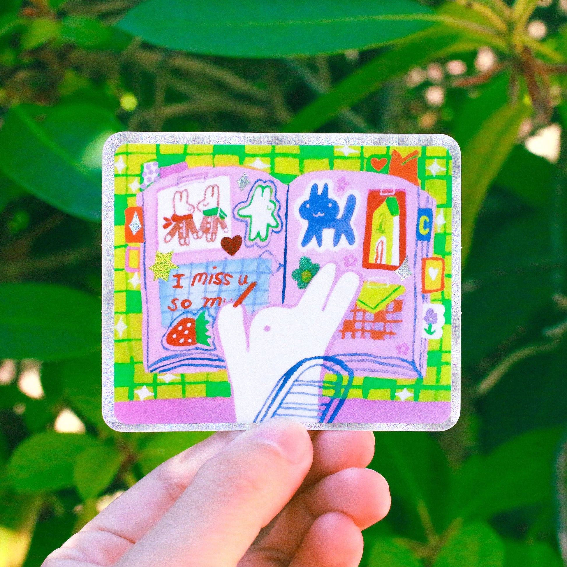 'Journaling with Rabbit' Vinyl Sticker-1