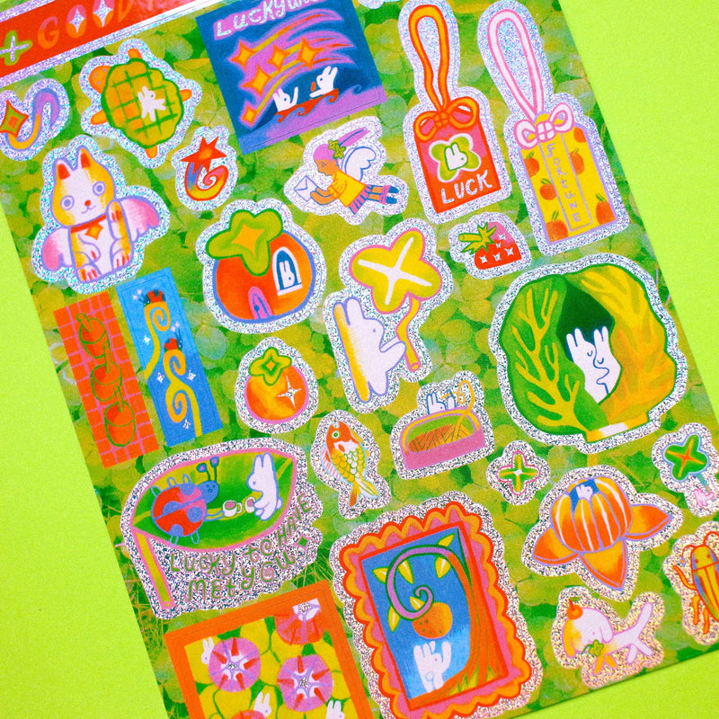 'Good Fortune' A6 Glitter Sticker Sheet-zoom-