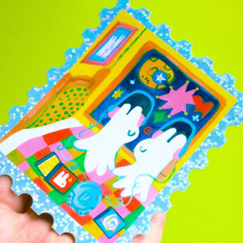 'Listening to Our Playlist' Glitter Vinyl Sticker-zoom-
