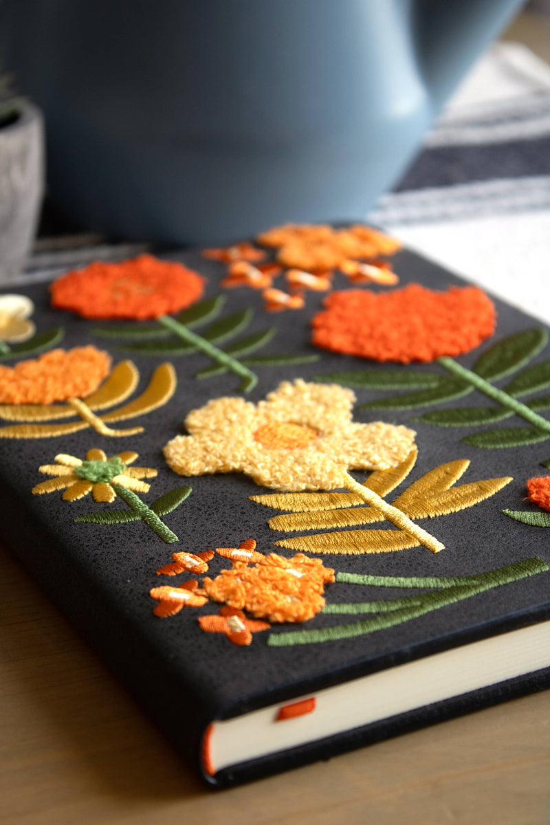 Chunky Flowers Embroidered Journal Notebook-zoom-