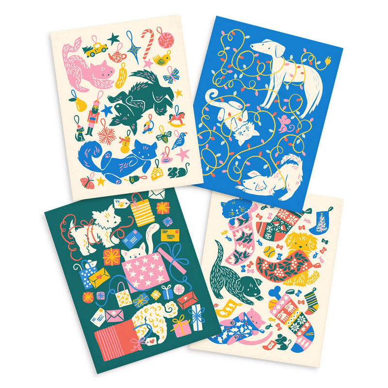 Merry Pets Christmas Greeting Card Set: Boxed Set of 8-zoom-