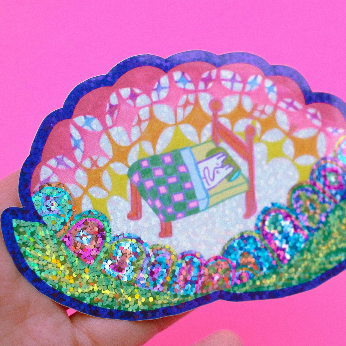 'Flower Bed' Glitter Vinyl Sticker-3