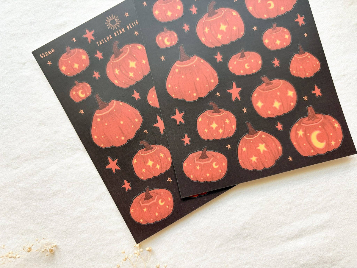 Dark Glowy Pumpkins Sticker Sheet-3