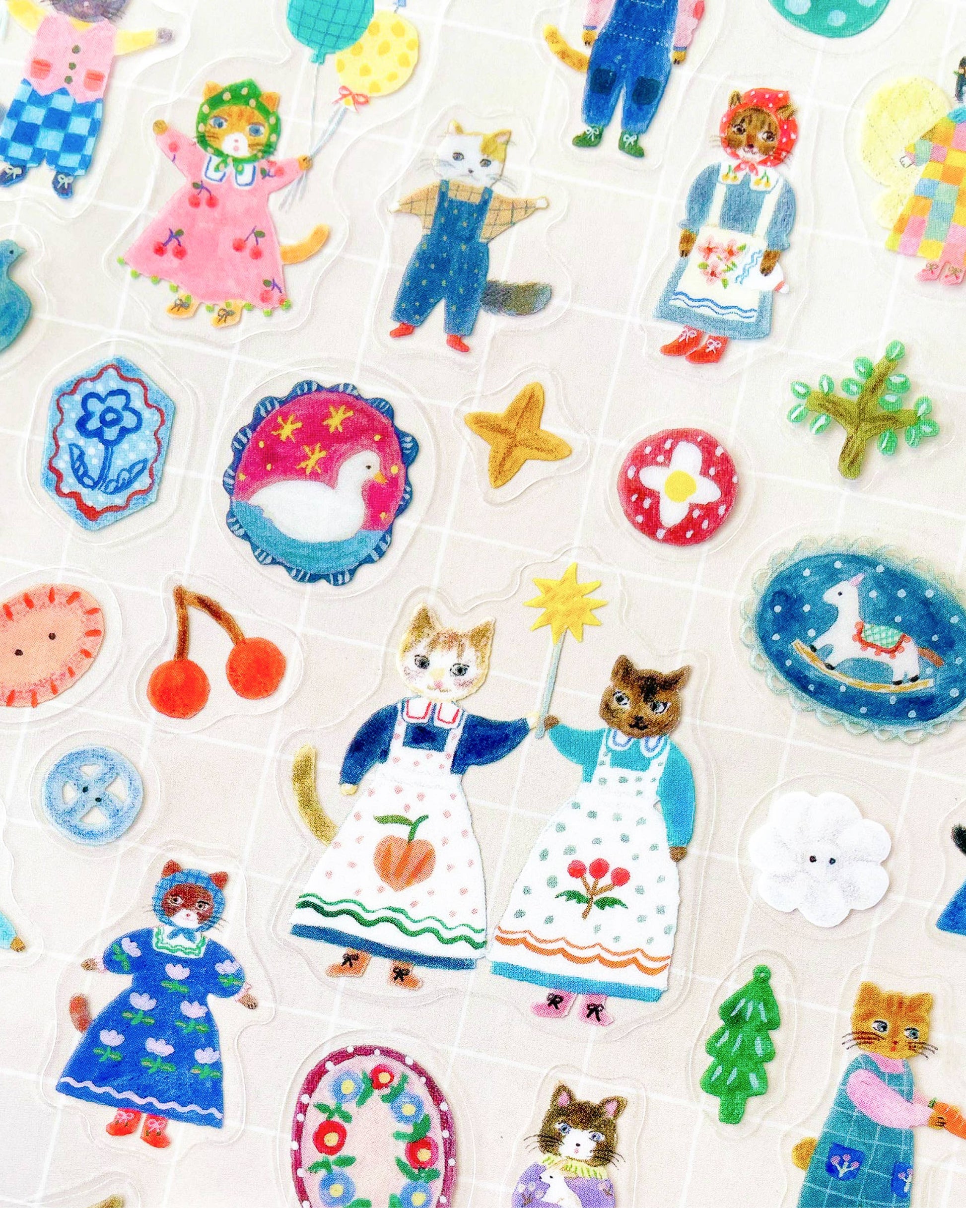 Clear Sticker Sheet - Cats and Buttons-3