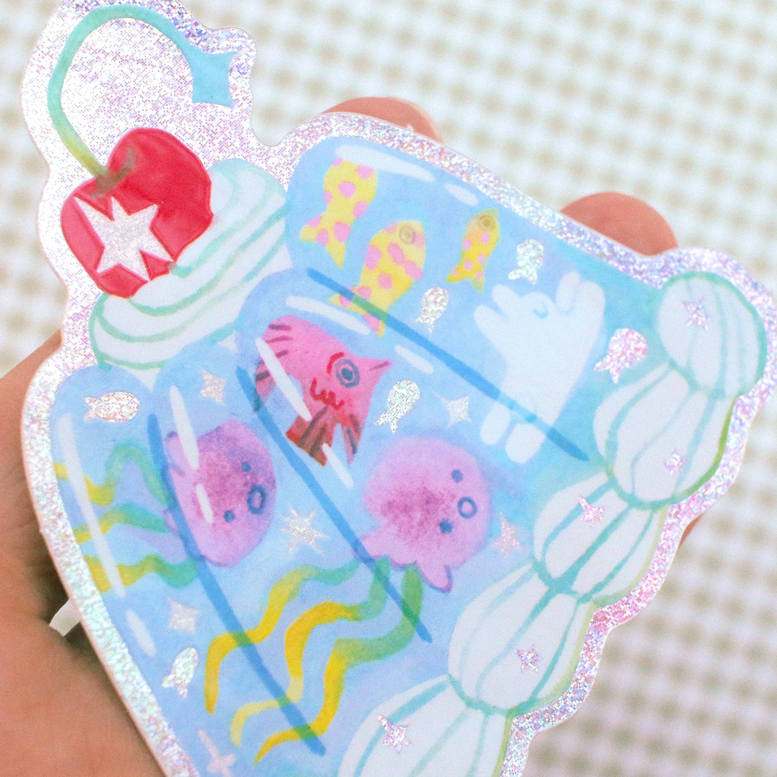 'Ocean Jelly' Glitter Vinyl Sticker-zoom-2