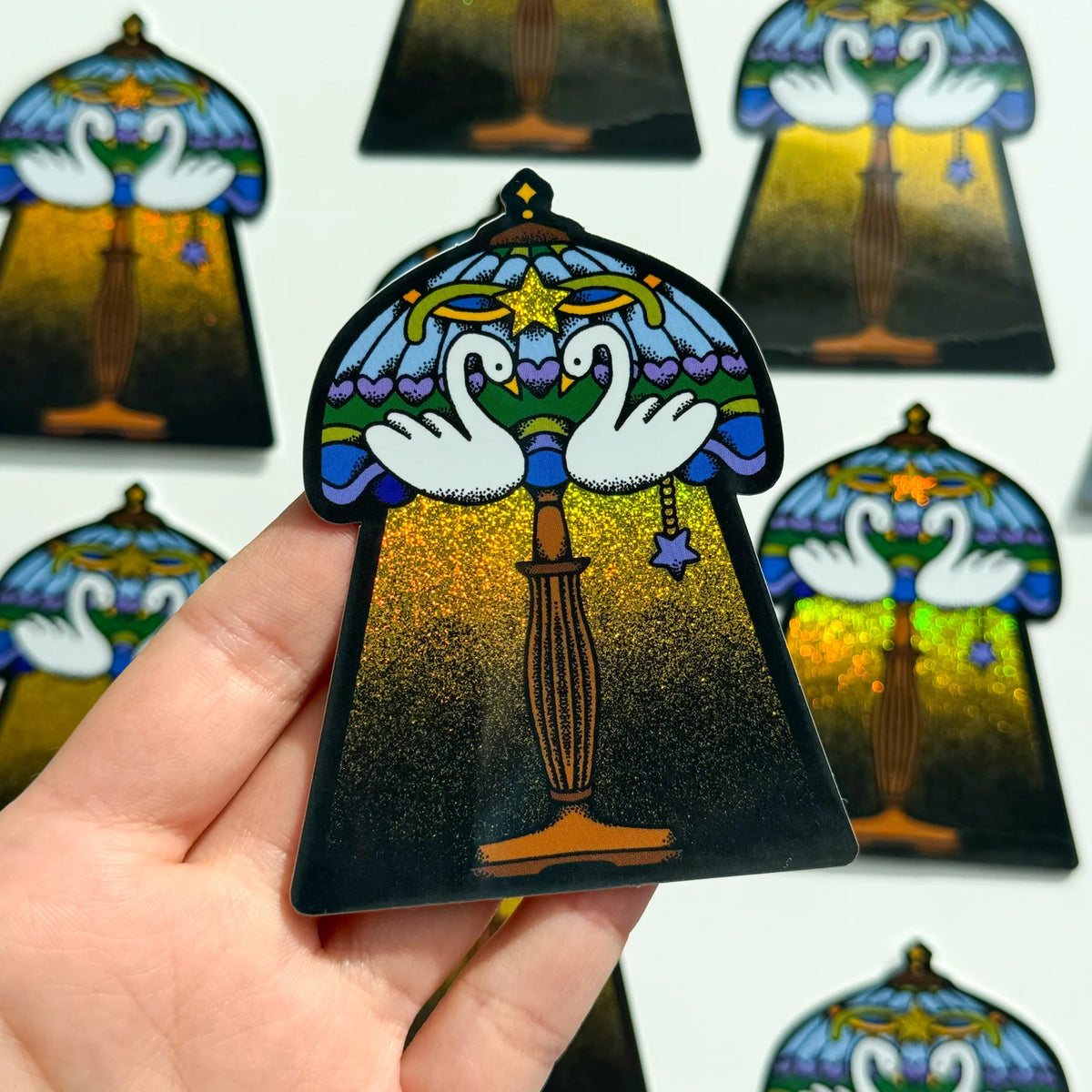 Swan Lamp Sticker-zoom-1